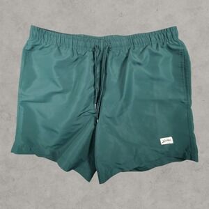 Bather Swim Trunks Mens Large Green Recycled Polyester Mesh Lined Drawstring